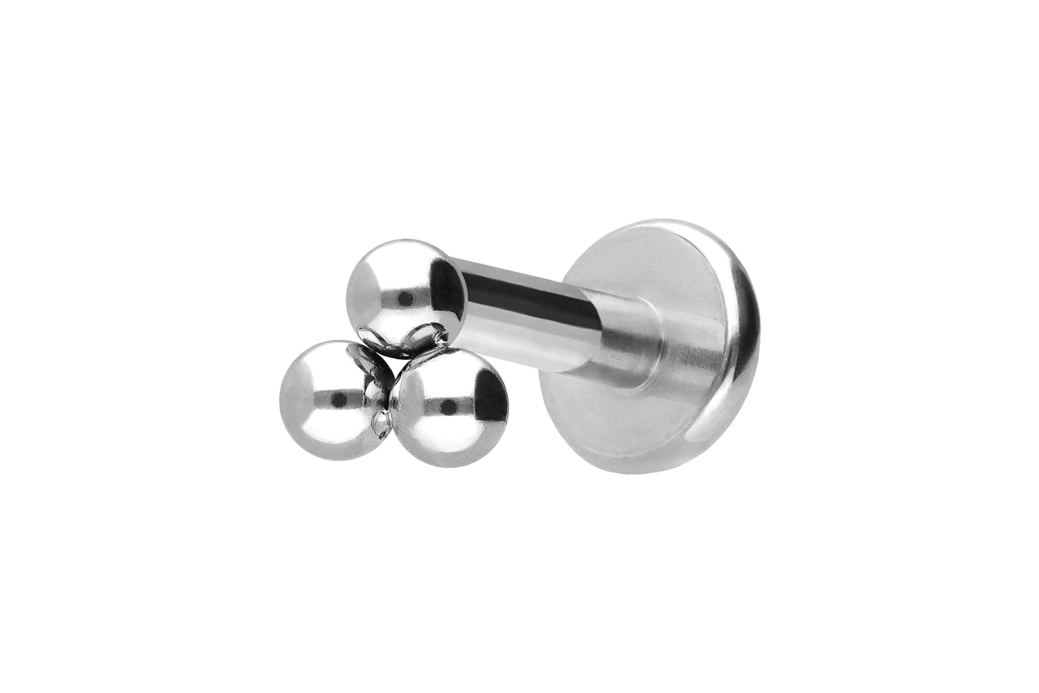 Titan Labret Piercing mit Innengewinde 3 KUGELN